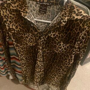 Leopard Cowgirl tuff Button Down
